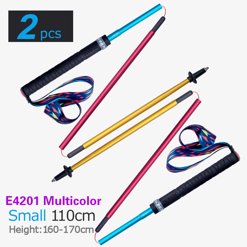 AONIJIE E4201 Z-Pole Folding Ultralight Quick Lock Trekking Poles Hiking Pole Race Running Walking Stick Carbon Fiber 2PCS: Rainbow 2 pcs 110cm