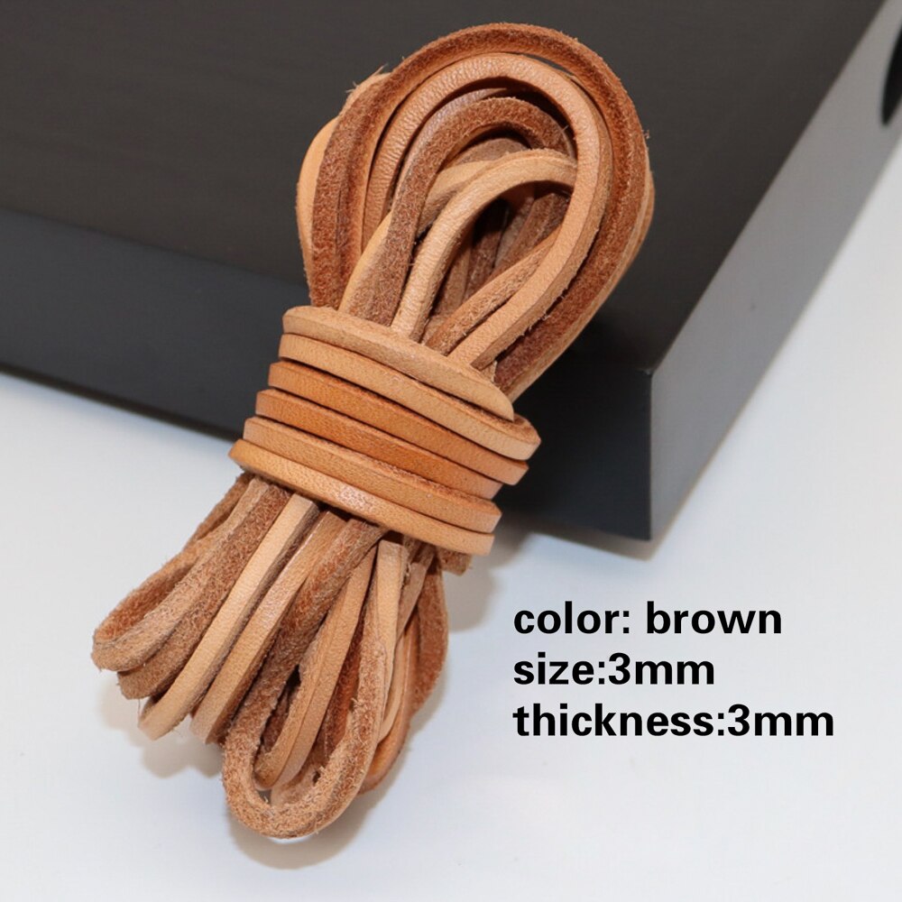 5 metrów czarny/brązowy/kawa 3mm okrągły/płaski skórzany sznurek do biżuterii ciąg koronki liny naszyjnik DIY bransoletka znalezienie: brown 3x3mm
