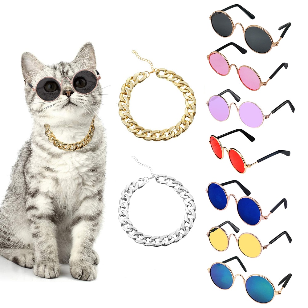 Fashion Cat Glasses simpatici occhiali da sole rotondi per animali domestici per cani e gatti cucciolo occhiali di protezione UV animali domestici bellezza puntelli per foto forniture per animali domestici