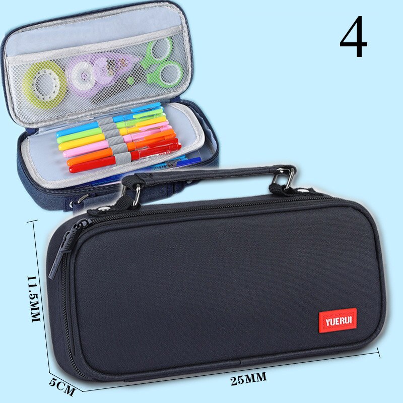 Estuche de lona de gran capacidad para lápices para niños, cartuchera bonita de doble capa, ideal para , material escolar: 4