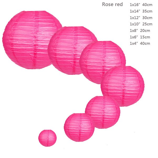 7 teile/satz Gemischt Größen (4/6/8/10/12/14/16 zoll) papier Laternen geburtstag hochzeit partydekoration Runde papierlaterne Rosa farbe: Rose red
