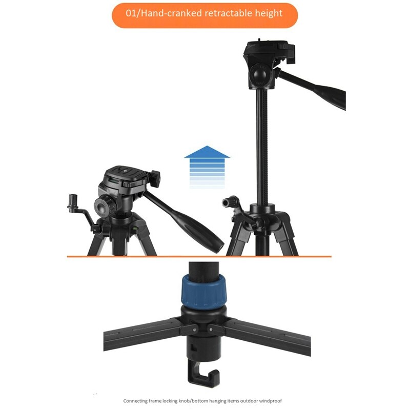 Digital Camera Tripod, Portable Video Camera Telescopic Tripod, 170cm Extension Height Bracket 1/4 Inch Thread