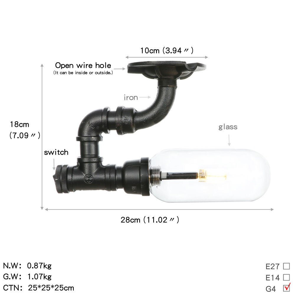 Retro Industrie Decke Licht Vintage Schwarz Wasser rohr Lampe sind Glas lampenschirm Lampen wohnzimmer schlafzimmer Lichter Hause Licht