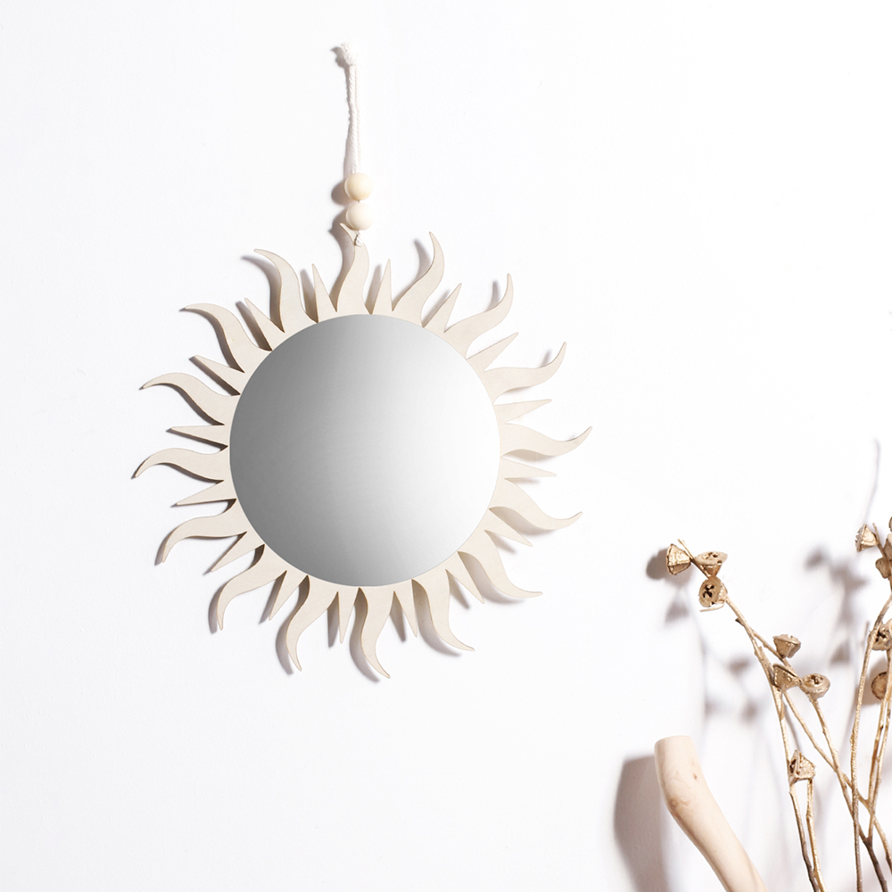 Espejo de fase lunar de madera para pared, Espejos decorativos bohemios para decoración del hogar, sala de estar, dormitorio, acrílico,: sun mirror