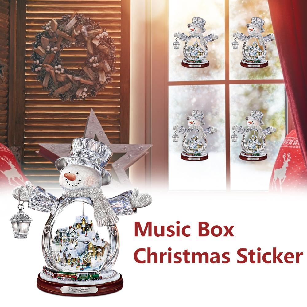 Christmas Tree Rotating Sculpture Train Decorations Sticker Window Paste Christmas Decorations Home Wall Sticker: Default Title