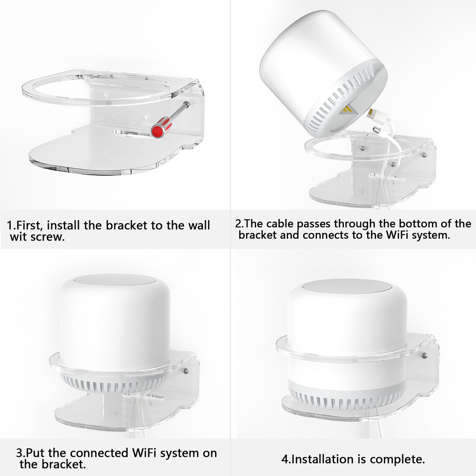 Wall Mount for Meshforce M7 Tri-Band Whole Home Mesh WiFi,Home WiFi Router Shelf Acrylic Holder Bracket