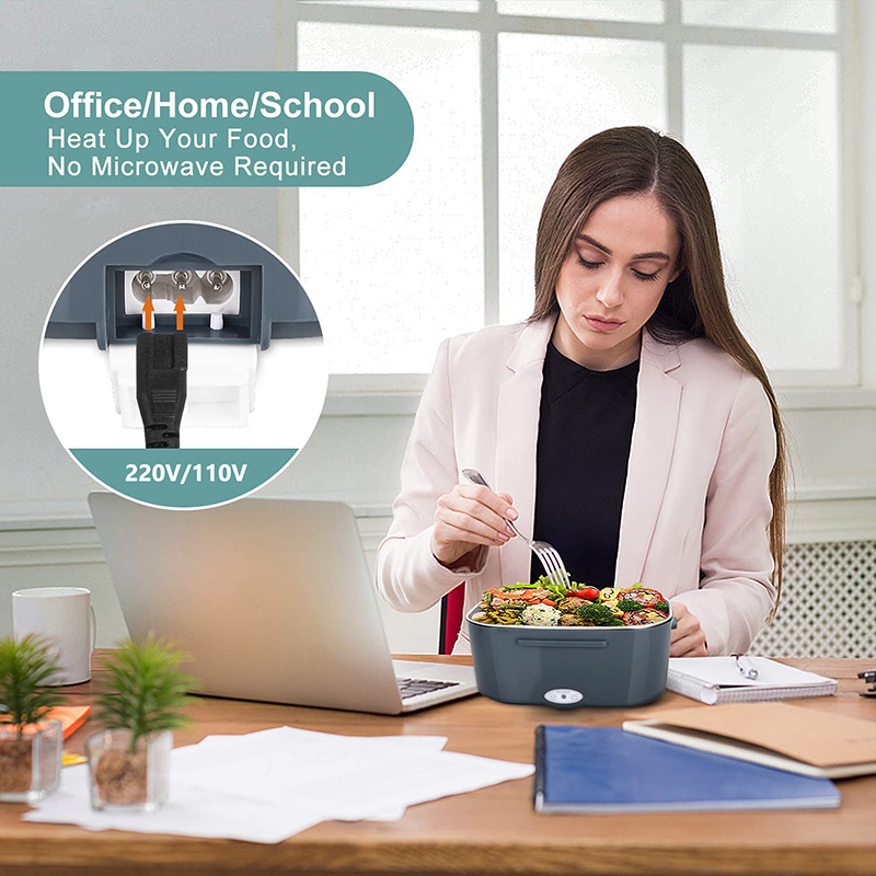 220V 110V 12V 24V Dual Use Home Car Electric Heating Lunch Box Leakproof Portable Food Warmer Heated Container Stainless Steel