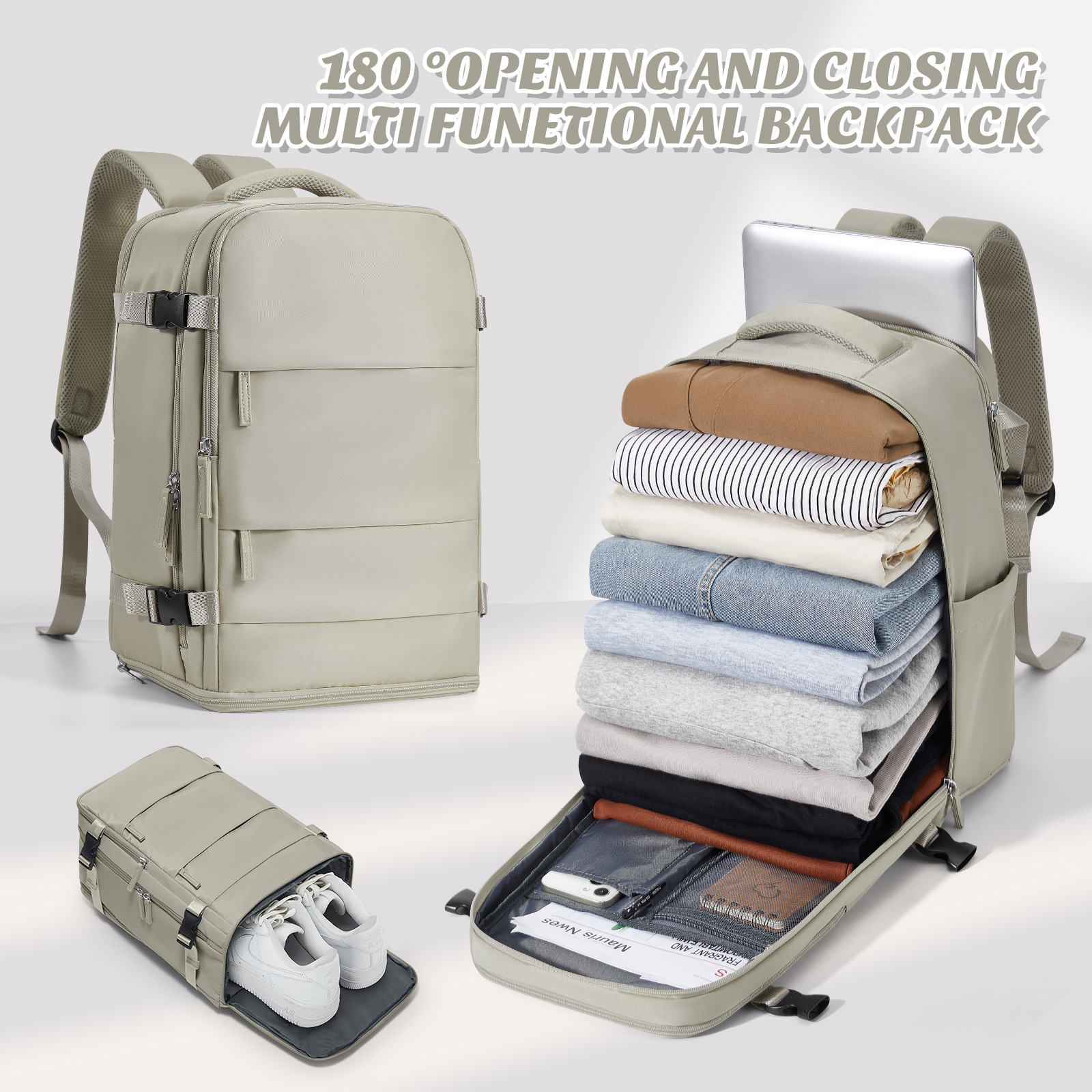 Travel Backpack for Women Men, Hand Luggage Backpack Business College Laptop Carry on Backpack Travel Cabin Airplane 40x20x25: GRAY