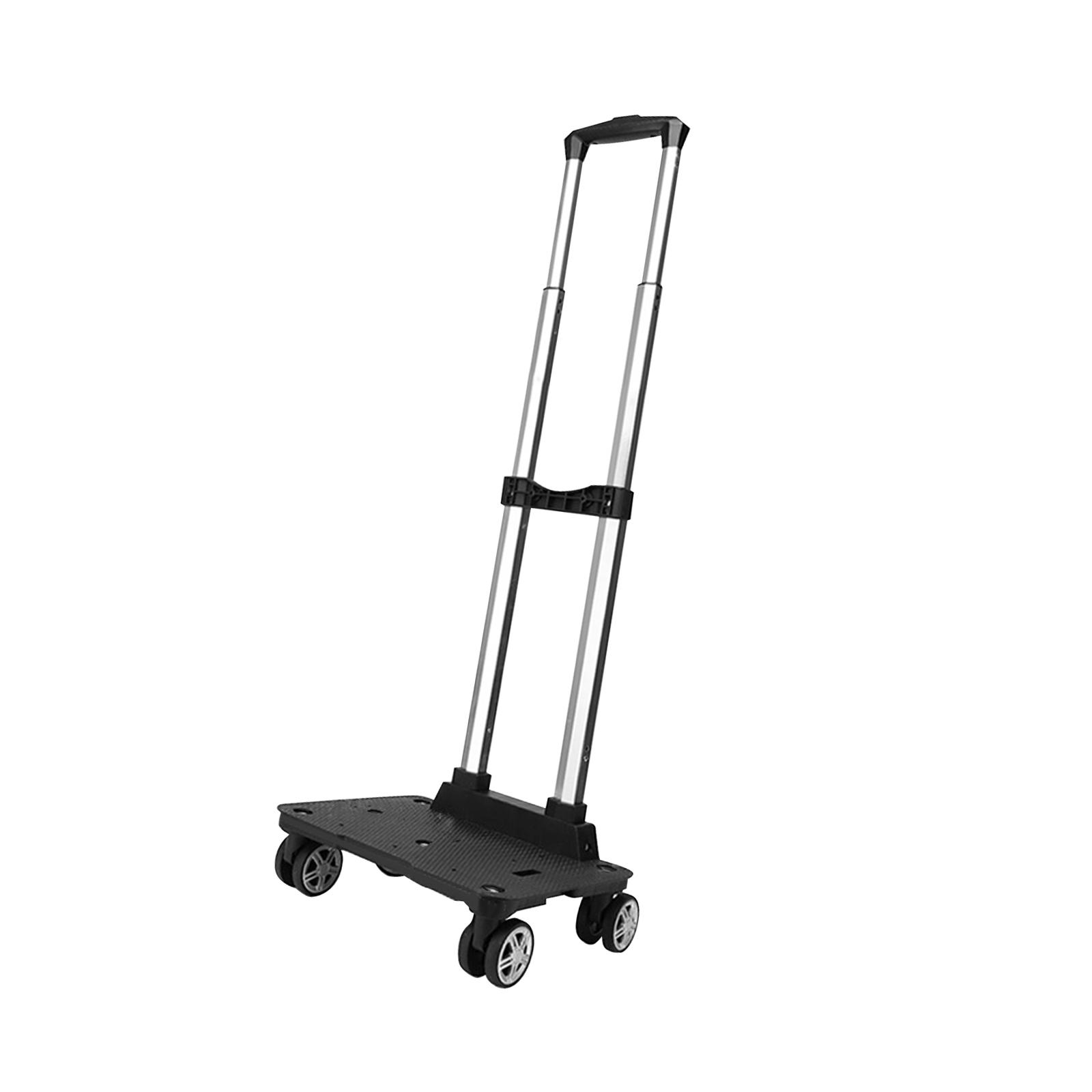 Carrito de equipaje con asa, carrito con ruedas para uso en la oficina, escuela, niños: Negro