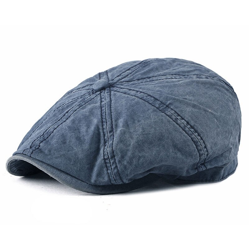 Gorro vintage de ocho hojas para hombre, gorra de algodón lavada para newsboy, Boina informal para exteriores, gorro plano octogonal, sombrero de Pintor británico para otoño: Azul
