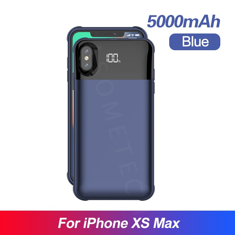 etui na baterie robić iPhone X XS XR XS MAX oddzielny wyświetlacz cyfrowy doprowadziło etui na Powerbank robić iPhone 11 zawodowiec MAX etui robić ładowania baterii: niebieski for XS MAX