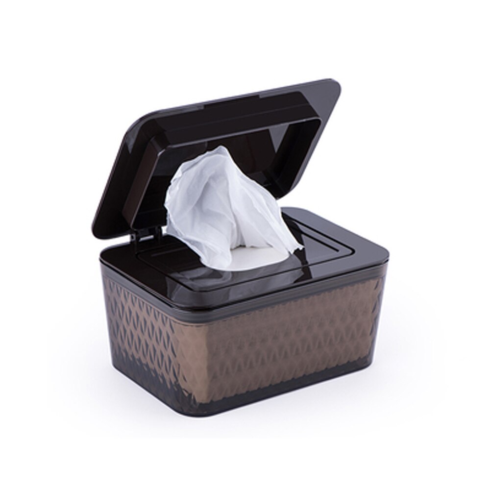 Wet Wipes Dispenser Storage Box Organizer Household Dry Wet Tissue Paper Case Box With Dust-proof Lid For Home Office Store: L Size Brown