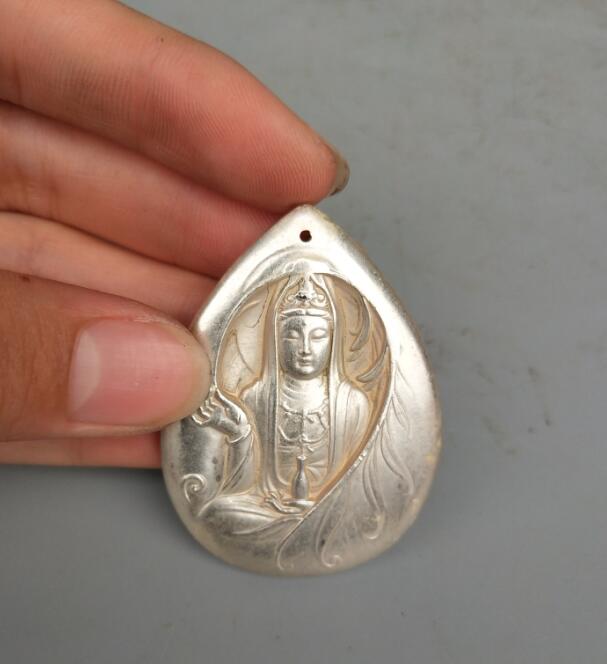 Collectie Tibetaans zilveren hand gesneden Guanyin bodhisattva Boeddha amulet hanger