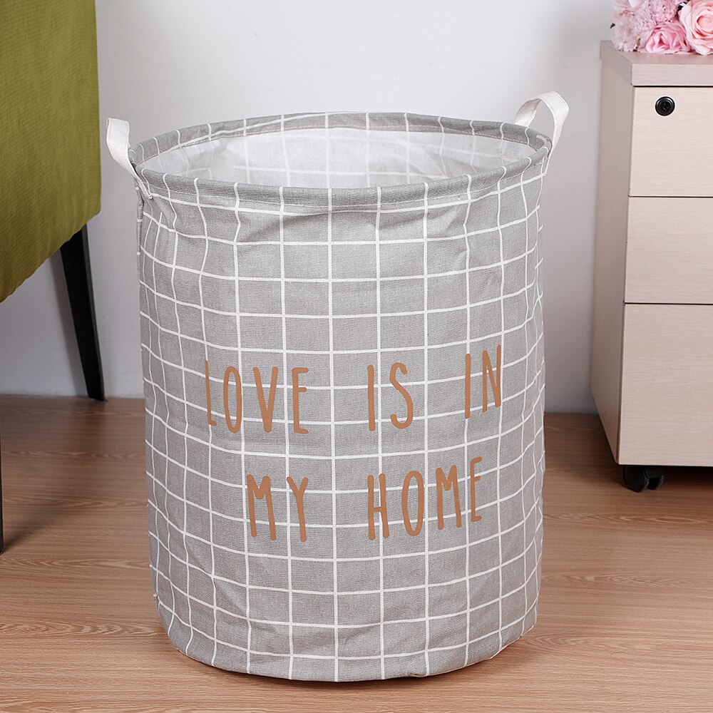 Folding Cotton Cloth Large Laundry Basket Toys Clothes Storage Box Bag Bucket Washing Dirty Clothes Organizer Bin With Handle: C9