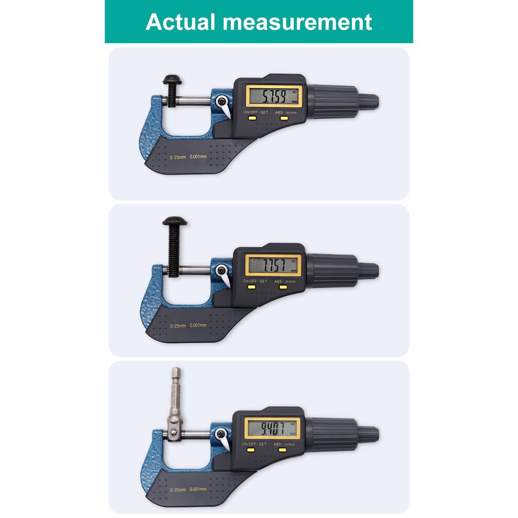 Electronic Outside Micrometer 0-25mm/0.001mm LCD Digital Gauge Vernier Caliper Meter Carbide Tip Measuring Tools