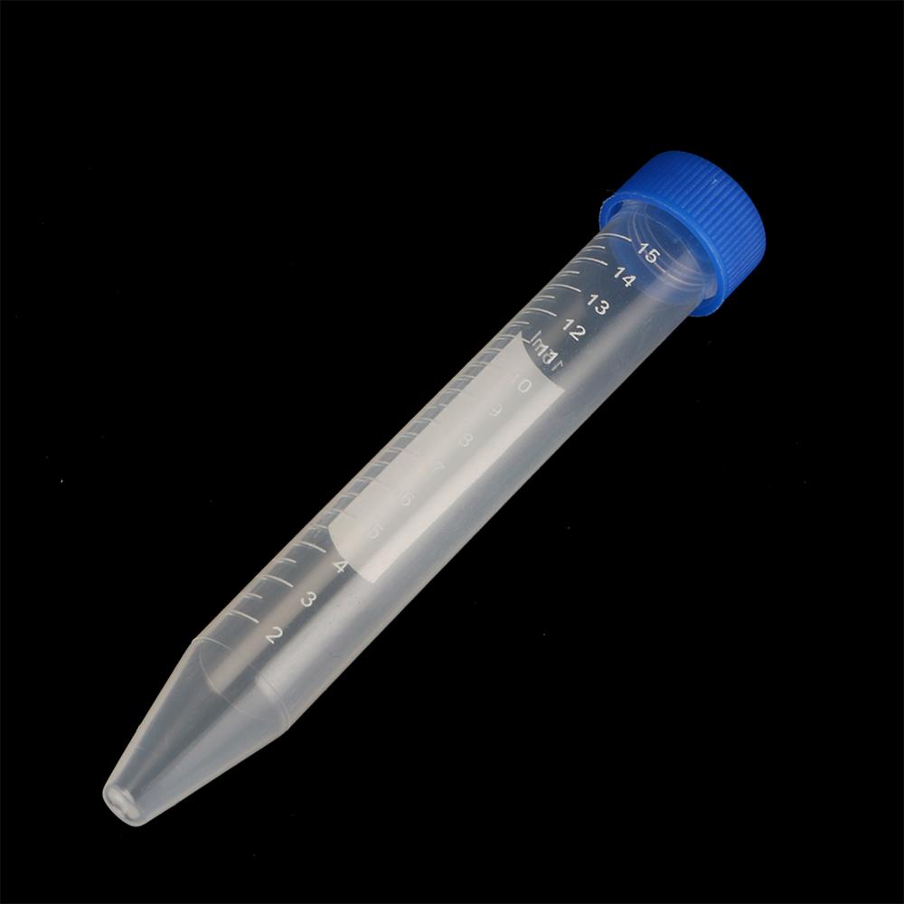 10Pcs 15ml Transparent Screw Cap Cone Bottom Centrifugal Tube with Scale Free-standing Centrifuge Tube Laboratory Vial Container