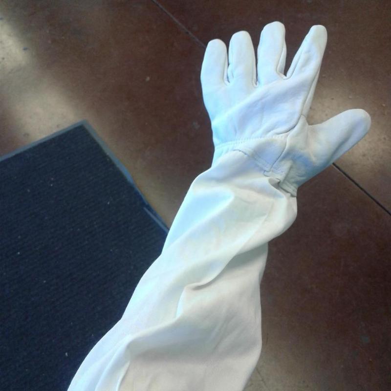 1 paar Imker Handschoenen Katoen Leer Anti Major Comfortabele Zeer Duurzaam Flexibiliteit Bee Beschermen Mouwen voor Bijenteelt
