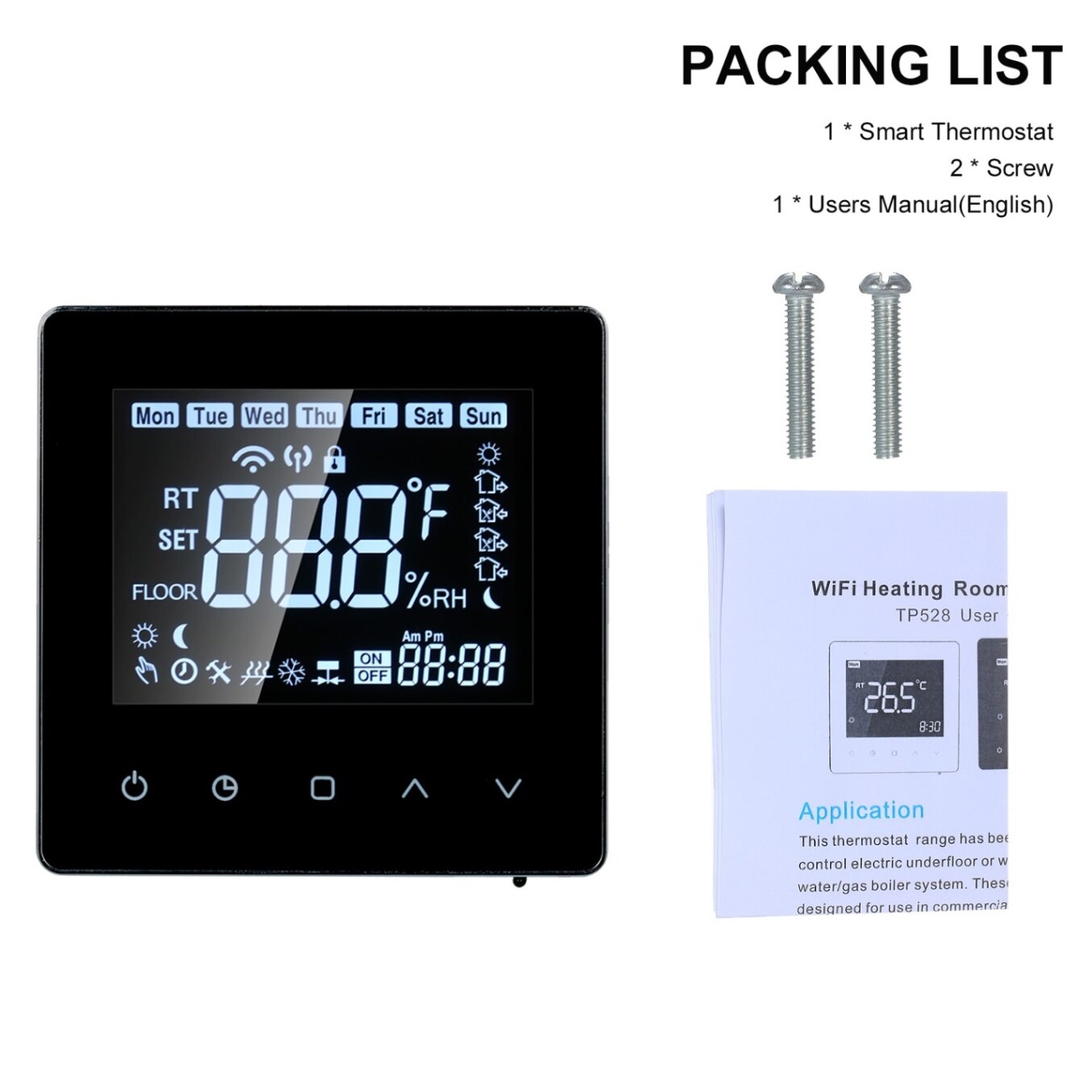 Smart LCD Touch-screen Programmable Wi-Fi Thermostat 16A Digital Temperature Controller with WIFI Electric Heating for Home: Type 3 With WIFI