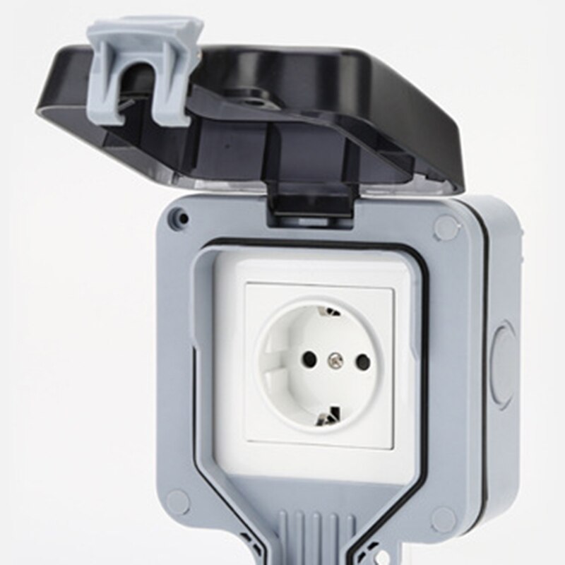 IP66 Weatherproof Waterproof Outdoor Wall Power Socket 16A EU Standard Electrical Outlet Grounded AC110-250V EU Plug