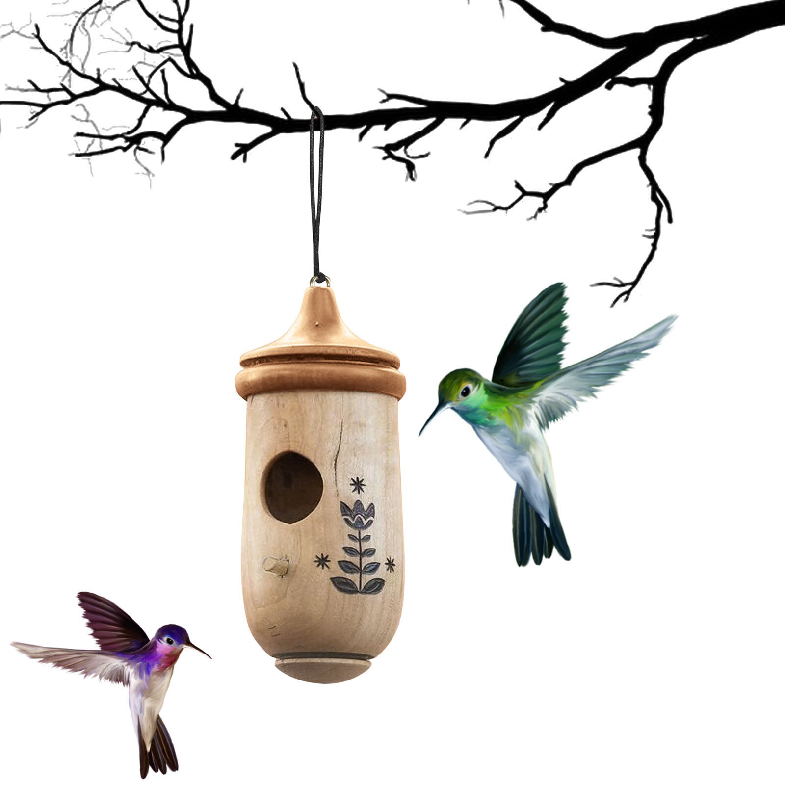 Mode Buiten Houten Hummingbird Huis Opknoping Swing Hummingbird Voor Winterkoninkje Swallow Sparrow Huizen Hummingbird