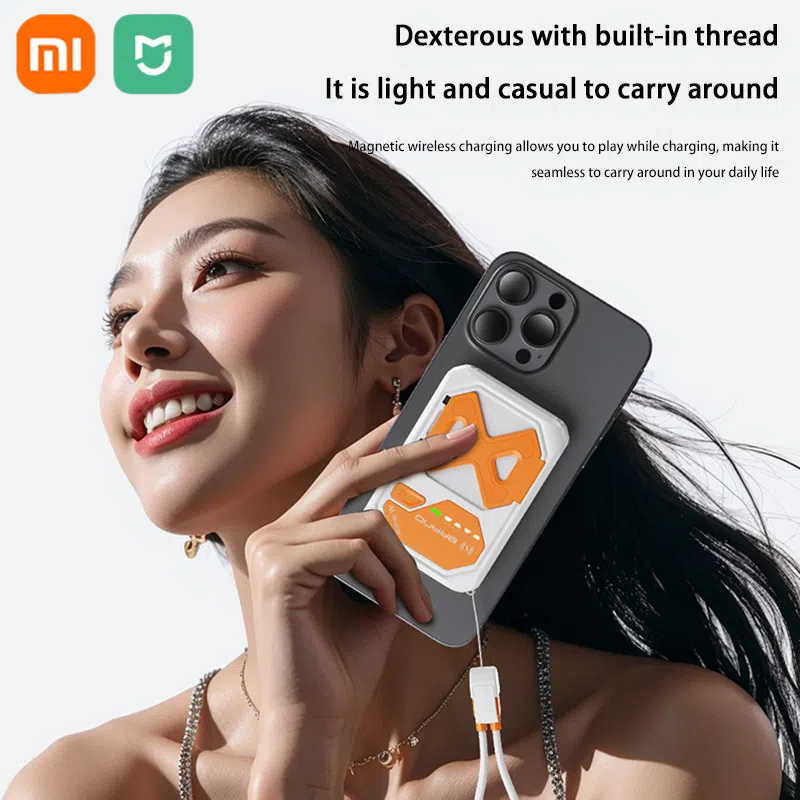 Xiaomi 50000 mah magnetische powerbank, geeignet für iphone 15, 14, 13, 22.5w, 15w, schnelllade-powerbank mit kabelhalterung