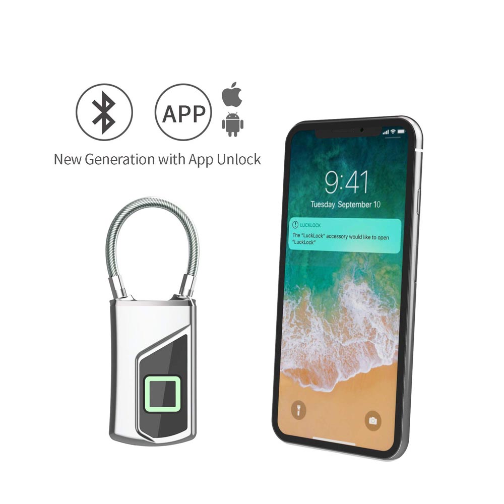 Bluetooth Fingerprint Padlock Smart Gym Locker Biometric Locks Small Touch Biometric Outdoor Waterproof Thumbprint Lock ZW06