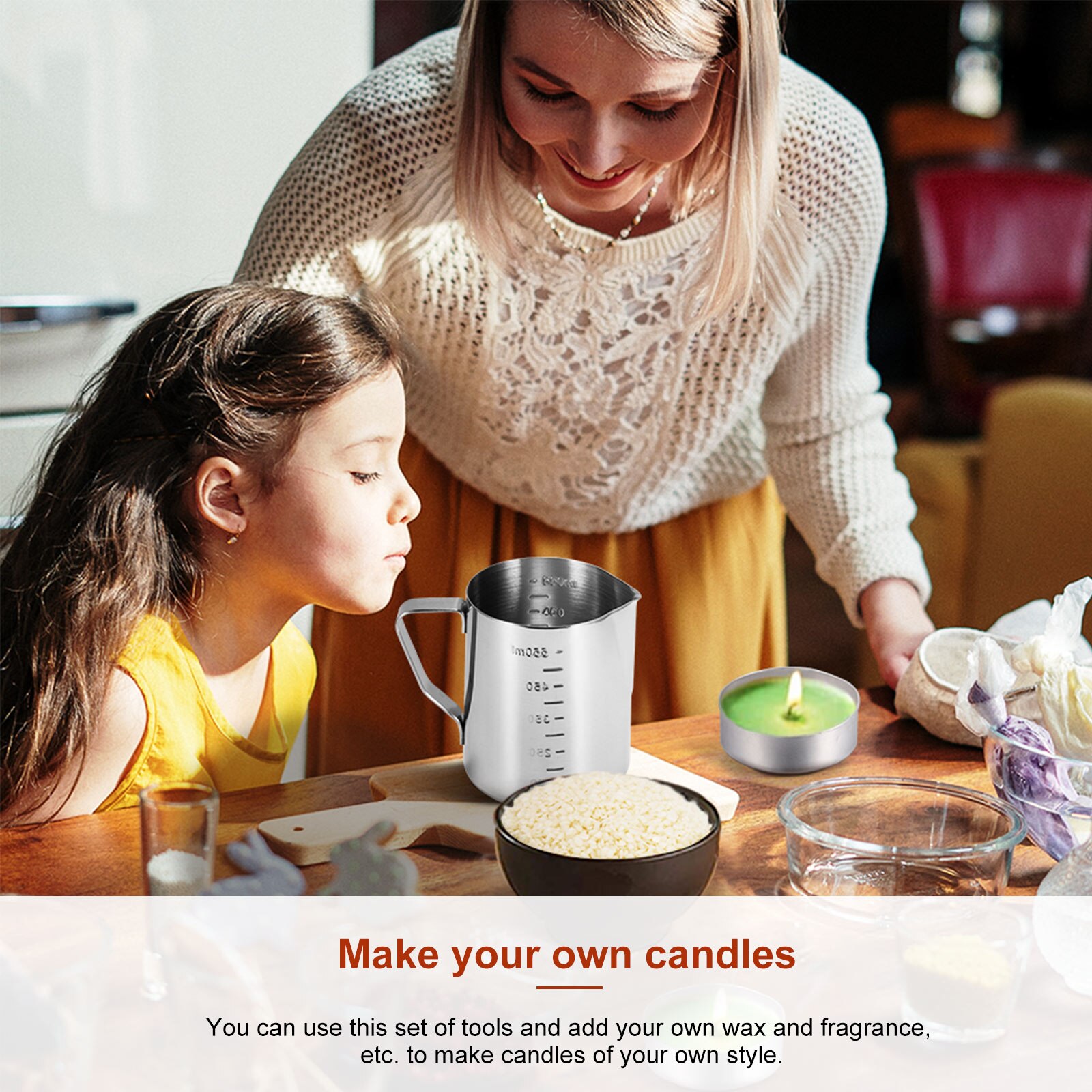 DIY Candle Making Kit Handmade Candle Making Tools DIY Candle Maker Pot Stirring Spoon Candle Wick Crafts Supplies