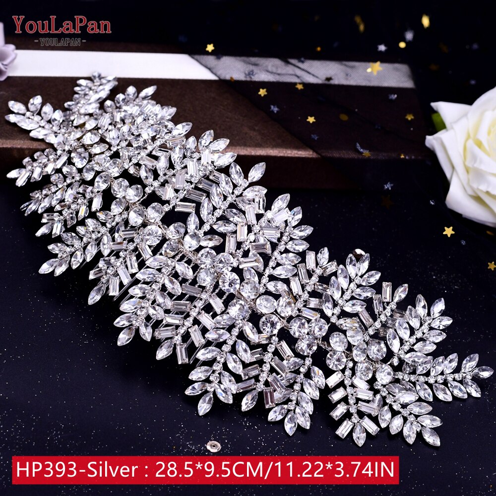 Topqueen-pente de cabelo hp289 dourado, pente de cabelo luxuoso, de noiva, pente de cristal, pentes artesanais, vintage, joias de cabelo: HP393-Silver