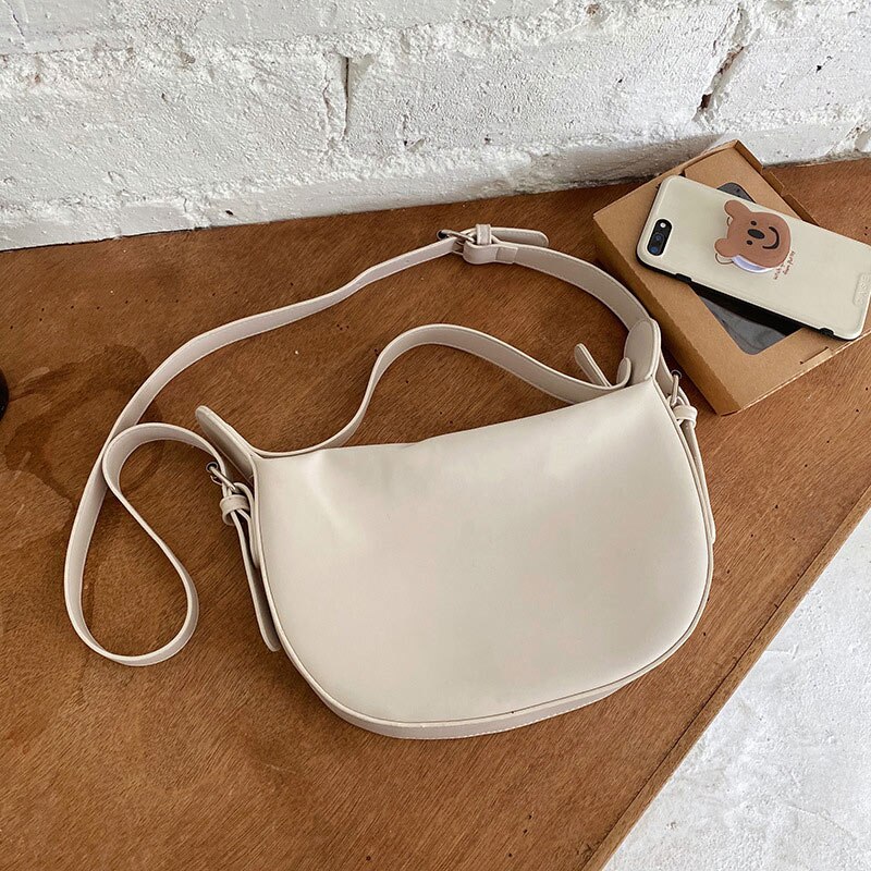 Frauen Schulter Crossbody Handtaschen Geldbörsen Weibliche Casual Vielseitige Sattel Taschen Soild Farbe Reisetaschen Für Damen Einfache Zipper: white