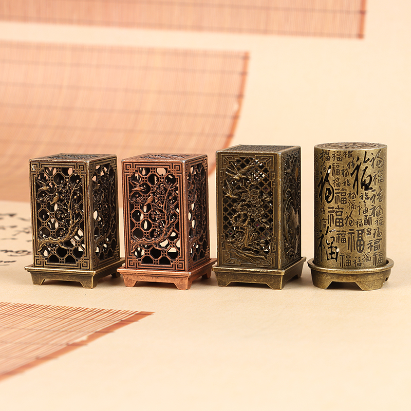 Brûleur d'encens Vertical carré, petit porte-encens en alliage Xiangyun, aromathérapie intérieure, ornement de maison, brûleurs d'encens en prune chinoise