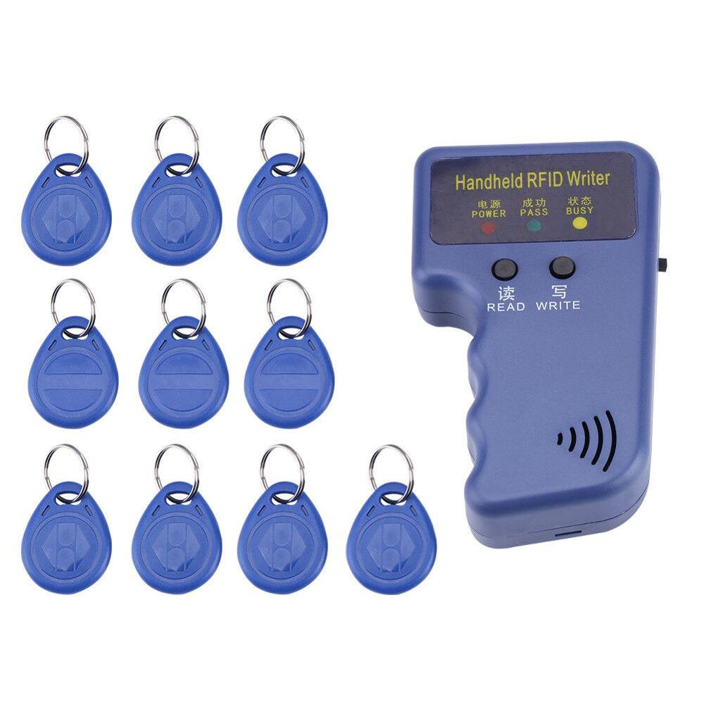 125 khz handhållen rfid-skrivare kopiatorläsare dupliceringsmaskin med 10 st  t5577 writalbe id-taggar keyfob token tag-kort
