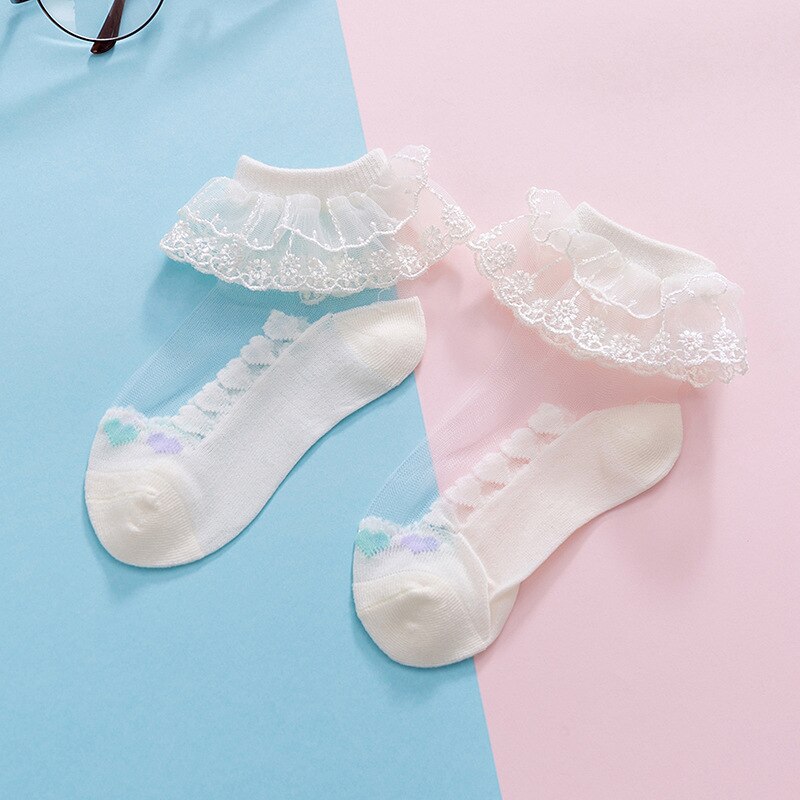 Sommer Atmungsaktive Baby Socken Spitze Rüschen Prinzessin Baby Mädchen Socken Weiche Gittergewebe Kleinkind Kleinkind Dünne Socken: Beige