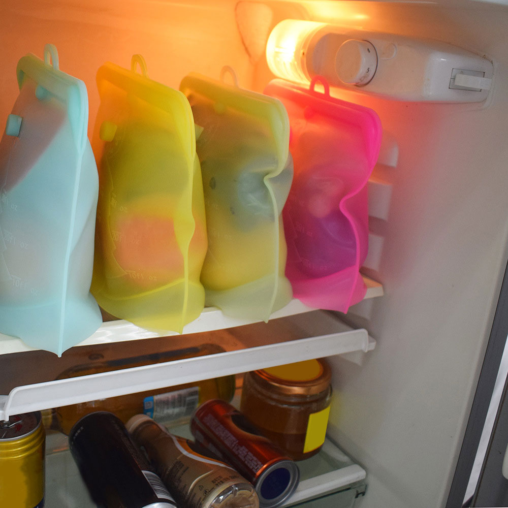 Bolsa de silicona reutilizable para alimentos, bolsa Ziplock para aperitivos, frutas y verduras, sándwich, a prueba de fugas, contenedor de alimentos de cocina, 1 ud.