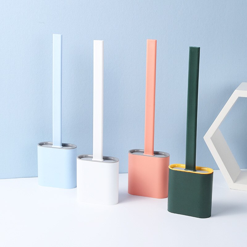 Cepillo de silicona para inodoro, cepillo de limpieza Base montado en la pared de pie para inodoro, WC, accesorios de baño, Set de artículos para el hogar