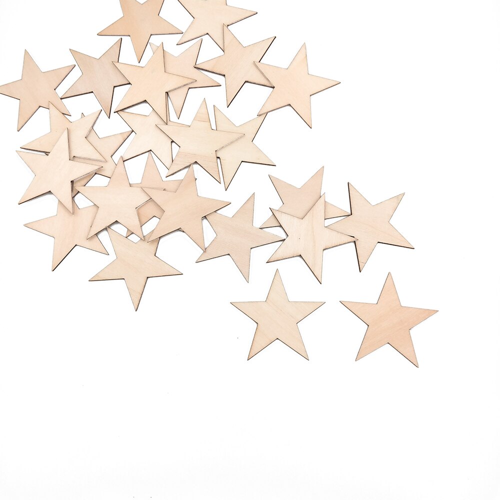 10pcs 80mm 3.14inch Big Size Wooden Star Wooden Accessories Wooden Craft Supplies Christmas Star Cutout Shape Photo Props