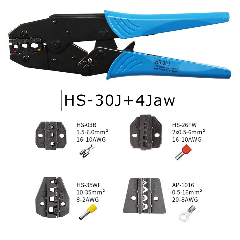 HS-30J mult tool terminals ratchet crimper kit crimping tool jaws electric cable tools jst crimp tool 9" pliers: HS-30J 4Jaw