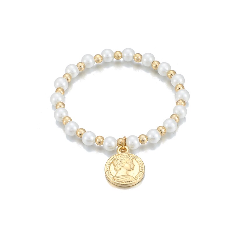 Charm Partij Sieraden 6 Stks/set Mode Goud Kleur Kralen Parel Ster Multilayer Kralen Armbanden Set Voor Vrouwen