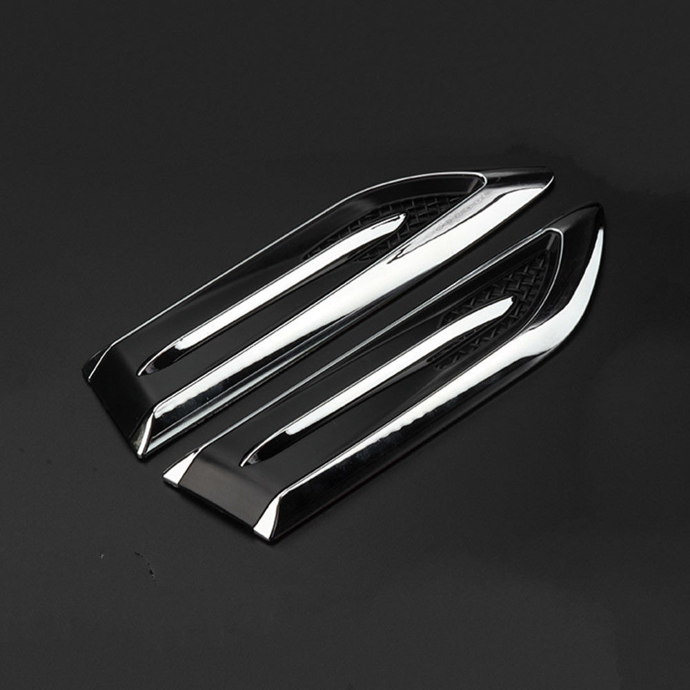 Autocollants pare-Vent et évacuation de l'air | Grilles chromées de voiture 3D 2x Simulation requin Gill, UK