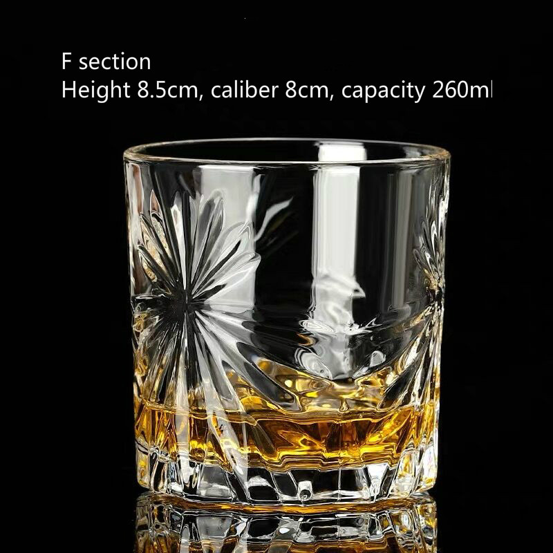 European whiskey glass household crystal glass foreign wine glass spirit wine glass diamond beer glass: F  260 ML
