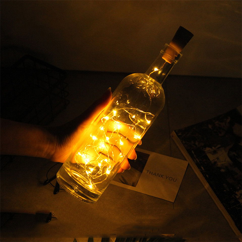 2m 20 led lyskæder led guirlande kobbertråd kork snor fe lys vinflaske lys til halloween/juledekoration