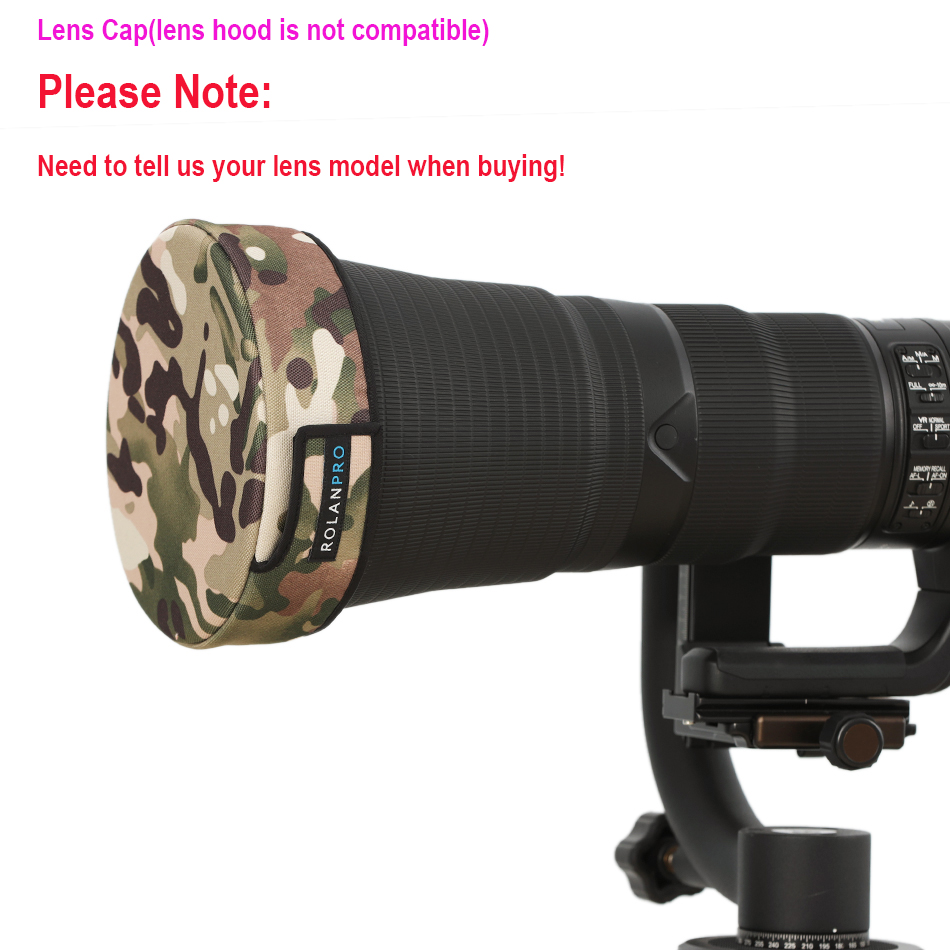ROLANPRO – veste de Camouflage avec capuchon d&#39;objectif DSLR, vêtement téléphoto court pour Sigma Tamron Canon Nikon 300/400/500/600/800mm: Lens Cap E