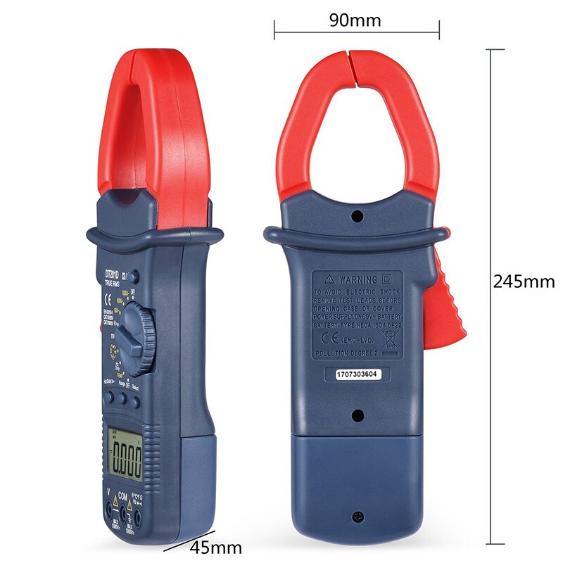 Multimeter Tester DT201 Digital Clamp Meter AC/DC Multimeter Clamp Ammeter Large Jaw DC Current Clamp Meter LCD Handhold Tools
