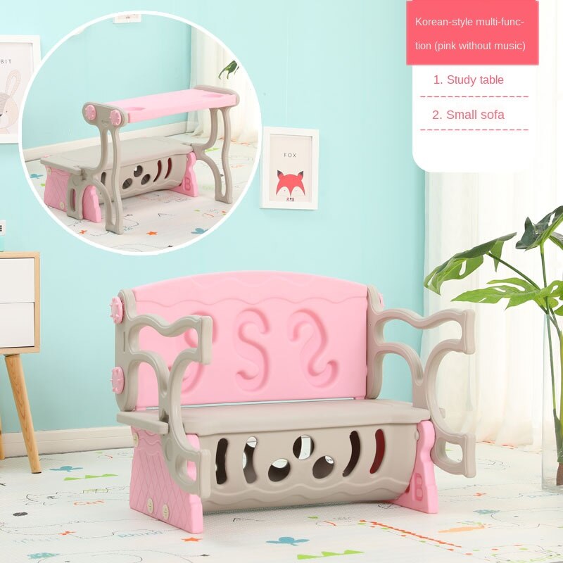 Kindergarten Multifunctional Plastic Study Table Combination Locker Three Inone Children Baby Dining Table Chair Stool Storage: SSSPink