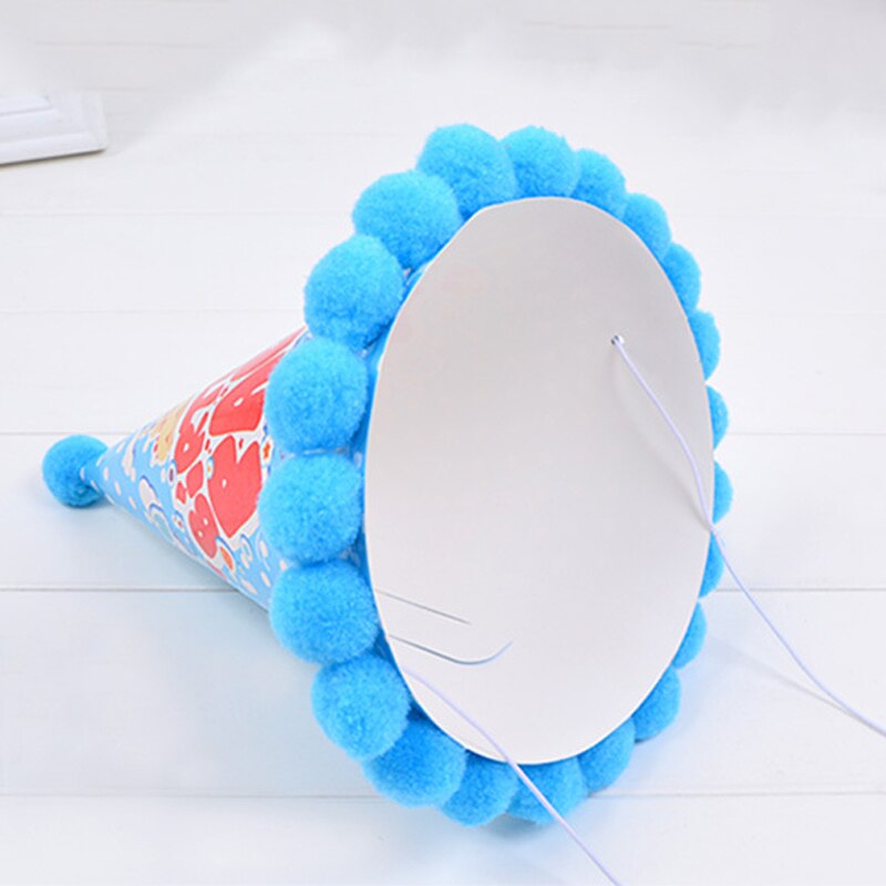 Birthday Caps Baby Kid Rainbow Birthday Party Hat Child Crown Decoration Pompon Paper Cap Cartoon Pattern Festival Birthday Hat