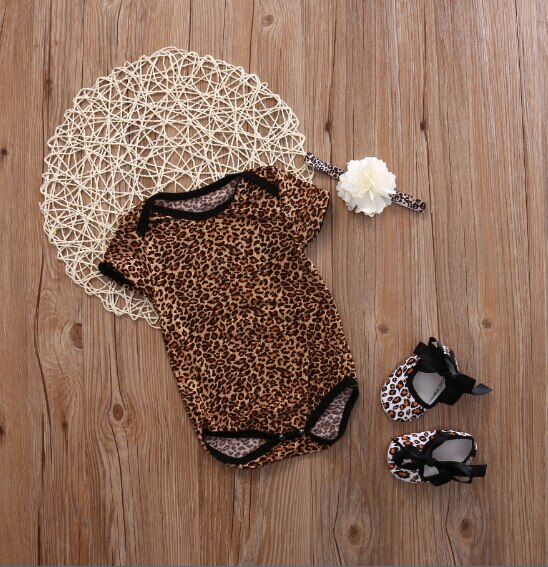 3 stks/set! Pasgeboren Baby Baby Meisje Romper Jumpsuit + Schoen + Haarband 3 stks Outfits Set Sunsuit Kleding