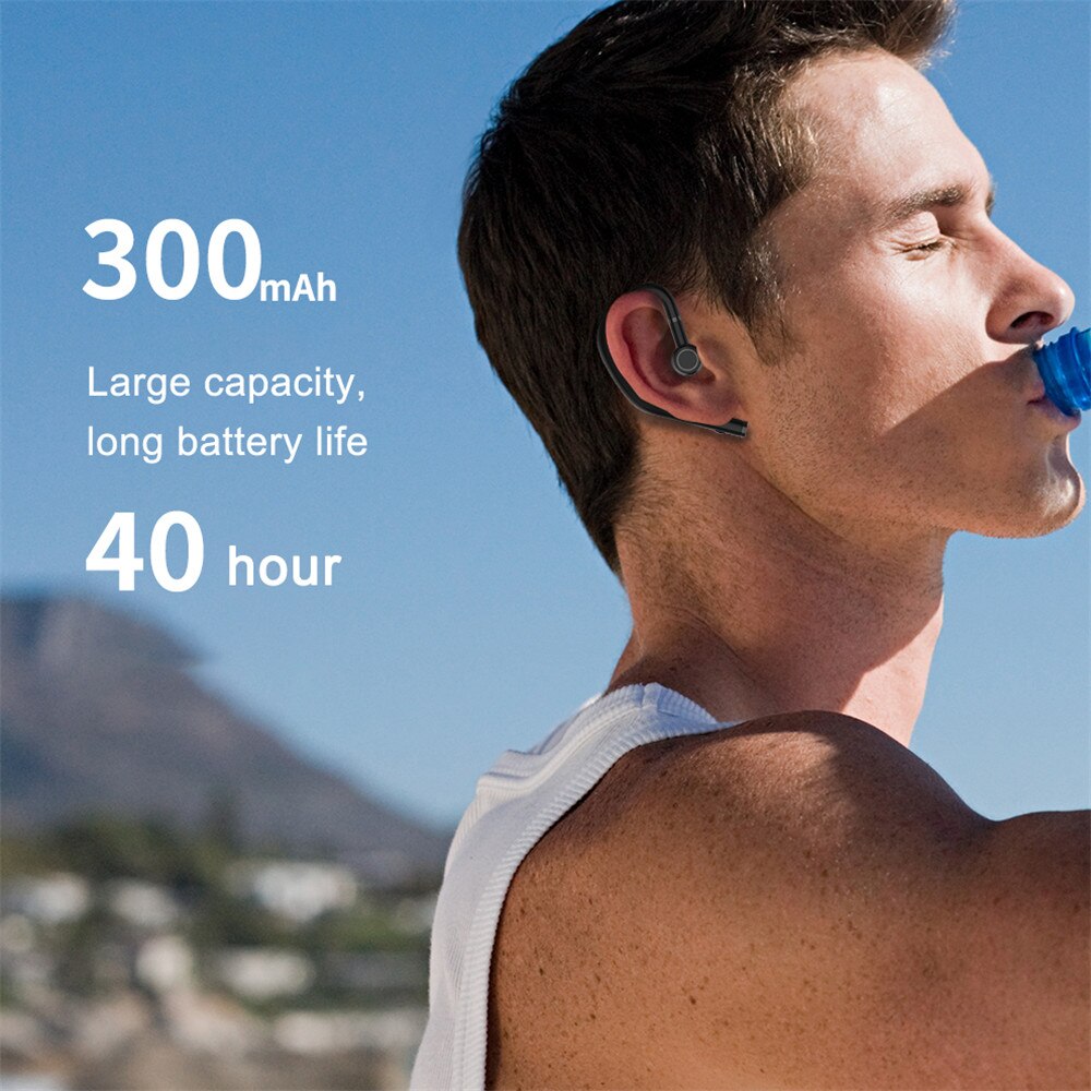 Hands-free 5.0 Bluetooth Headset Waterproof Bluetooth Earpiece With Mic HD Call For Smart Phone Car Business Wireless Earphone