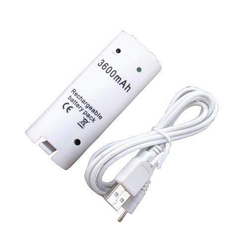 Câble de chargeur de batterie Rechargeable blanc 3600 mAH pour télécommande Nintendo Wii