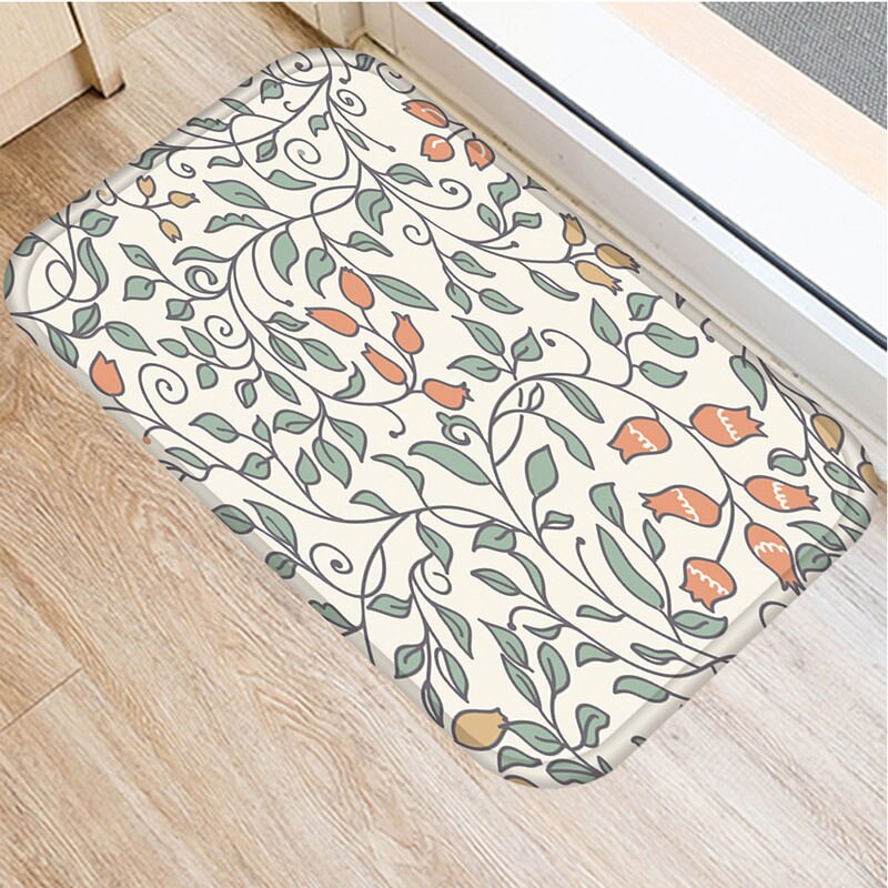 1 st 40*60cm rand blomma prickar mönster halkskyddande mocka matta dörrmatta dörrmatta utekök vardagsrum golvmatta matta 48287: 2dd-48287-003