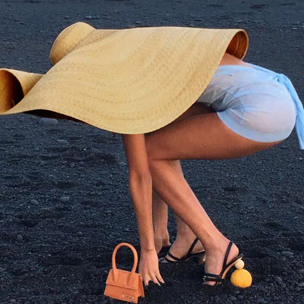 Woman Large Sun Hat Beach Anti-UV Sun Protection Foldable Straw Cap Oversized Collapsible Beach Hat #YL5