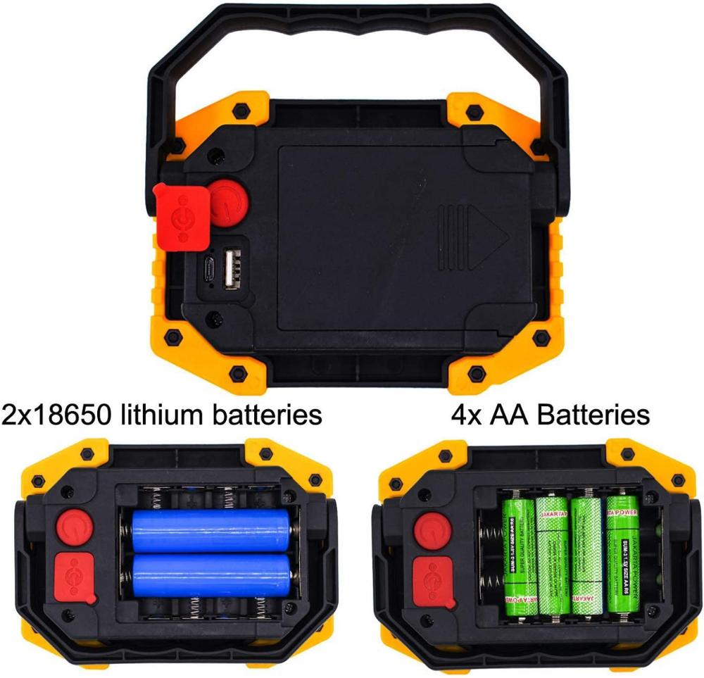 Portable LED work light Rechargeable COB work lamp waterproof LED flood light with bracket suitable for outdoor Car Repair
